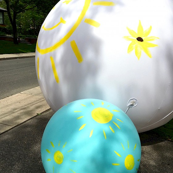 Inflatable weather balloons are the canvas